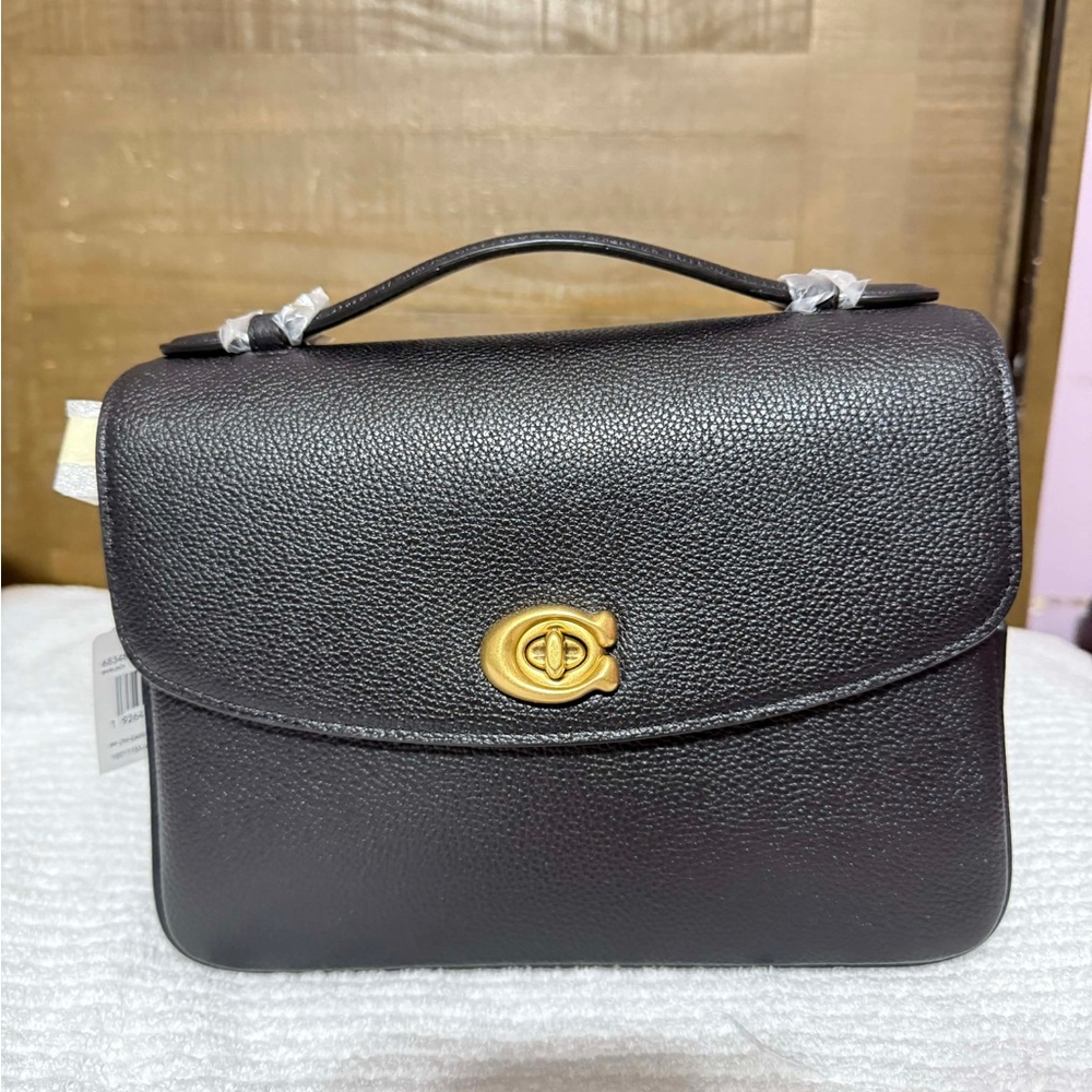 Coach Black Satchel with Gold Accent